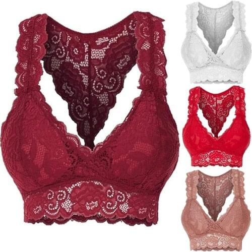 New Lace Bras for Womens Bralette crop top Women Plus Size Vest Crop Wire Free Bra Lingerie Sexy V-Neck Underwear