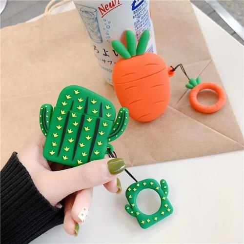 3D INS Carrot Earphone Case For Airpods 1/2 Wireless Bluetooth Headphone Charging Box Case Cartoon Cactus Silicone Case Cover