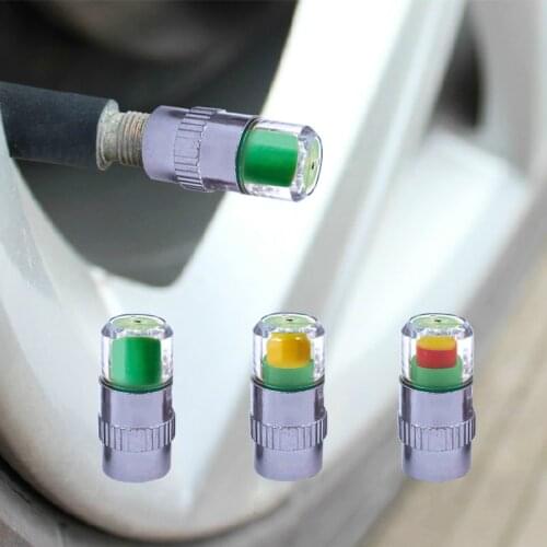 1/4pcs Tire Pressure Monitor Pressure Gauge Cap Sensor Indicator Alert Monitoring Tools Kit 2.4 Bar 30 PSI Tire Pressure Alarm
