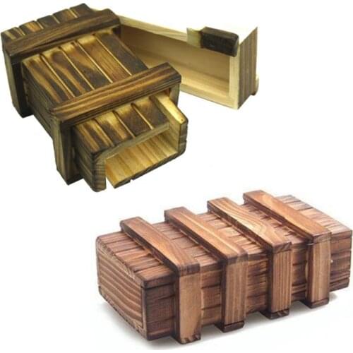 Chinese Vintage Classic Brain Magic Trick Wooden Puzzle Box With Extra Secure Secret Drawer Hide Amazing Gift