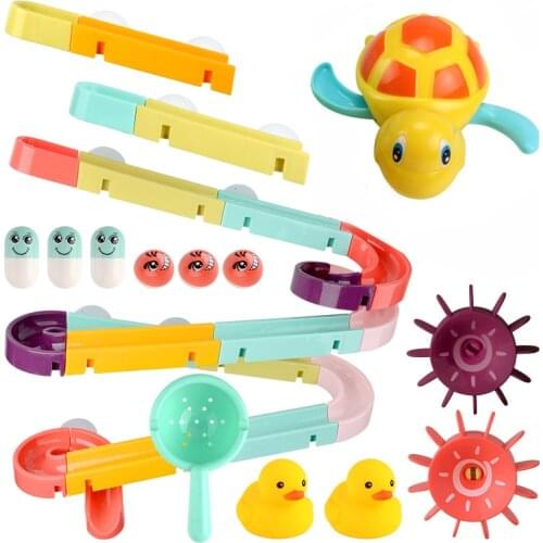 DIY Baby Bath Toys Wall Suction Cup Marble Race Run Track Bathroom Bathtub Kids Play Water Games Toy Set for Children