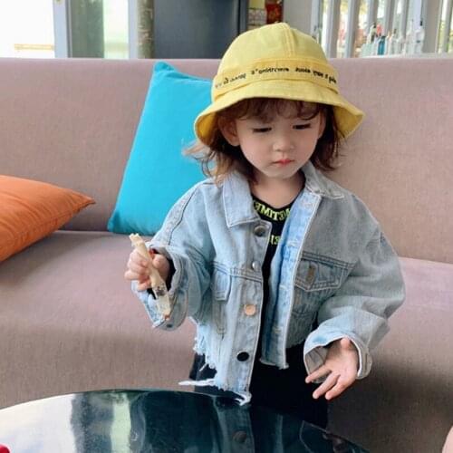 GirlS Coat Cowboy Short Jacket 20 Autumn Clothing New Style Foreign Trade Childrenswear S by 3-8 Years Old