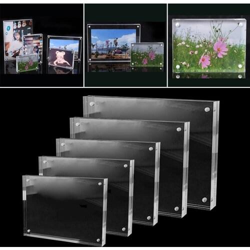 Dual-faced Clear Crystal Photo Holder Frame Desk Acrylic Magnet Picture Place Right Angle Acrylic Photo Frame Pendant Home Decor