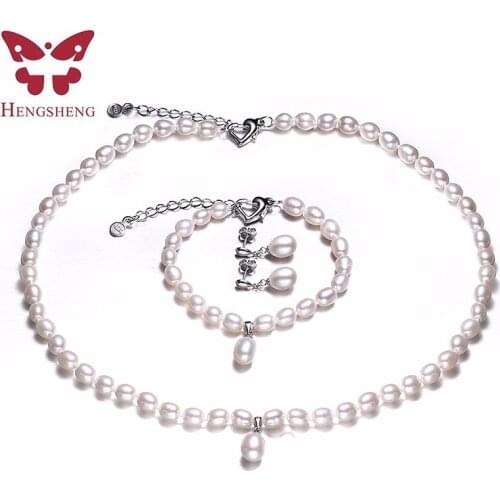 HENGSHENG AAAA Natural Freshwater Pearl Jewelry Set Fashion/Elegant Necklace Bracelet Earrings For Women for party/wedding/gift