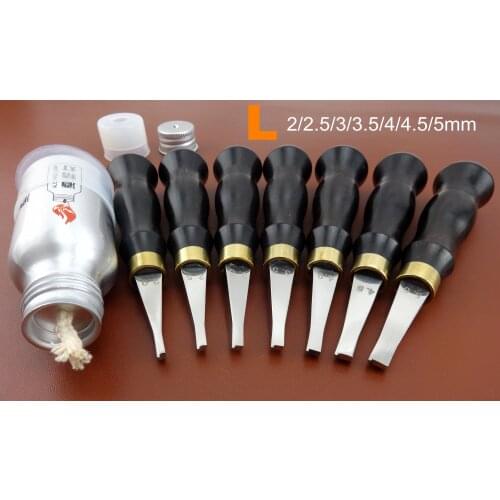 8pcs Leather Craft L Type Press Wide Edge Side Creaser Edger Decorate Tool 2/2.5/3/3.5/4/4.5/5mm - Sewing Stitching Carving Awl