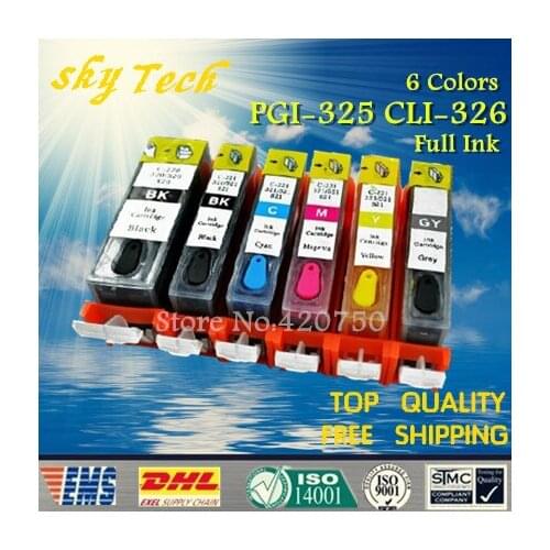 6PK Full ink Refillable Cartridges suit for BCI325 BCI326, Suit for canon IP4830 IP4930 IX6530 MX883 MG8230 6230 ,with ARC chips