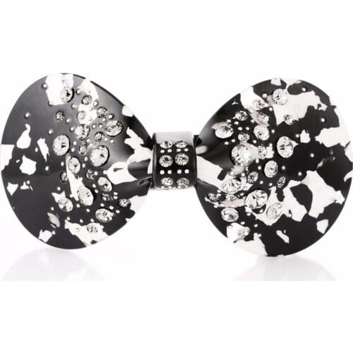 Leopard Hair Clips for Women Elegant Black/White Bow Hair Barrette Acetate Hair Accessories High Quality Mothers Gifts MR02