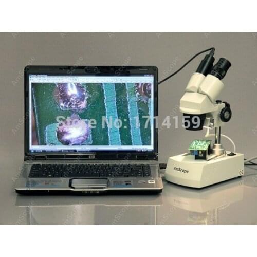 Coin/Stamp-AmScope Supplies Binocular Stereo Microscope with Top & Bottom Lights 5X-10X-15X-30X SE305-PX