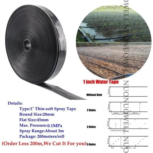 100m 0~5Holes 1" N45 Φ28mm Micro Irrigation Kits Pipe Agricultural Greenhouse Irrigation Thin Soft Spray Tape Water Lines