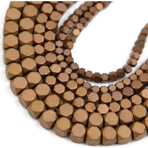 Natural Matte Copper Square Hematite Stone Beads 2/3/4mm Loose Spacer Beads For Jewelry Making Diy Bracelet Accessories Findings