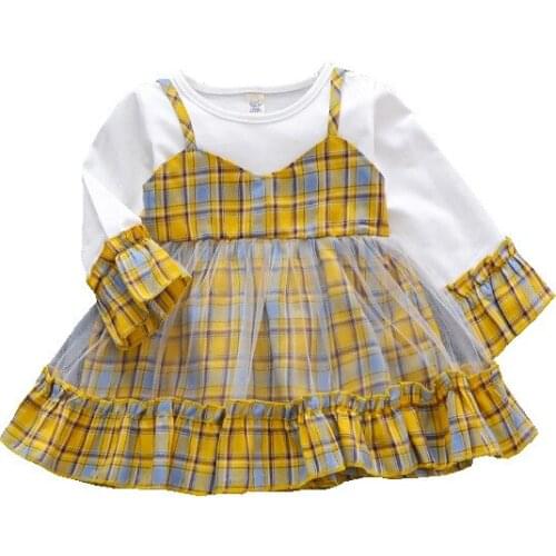 New Spring Dresses for Children and Babies Screen Half-length dress for Children and Checker Trend for Girls