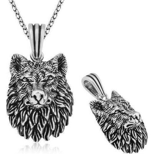 Real Silver 925 Jewelry Silver Wolf Head Necklace