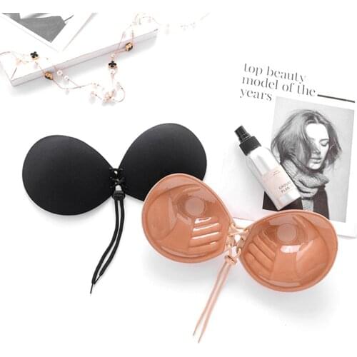 Sexy Strapless Invisible Seamless Lingerie Push Up Silicone Underwear Drawstring A B C D Bras