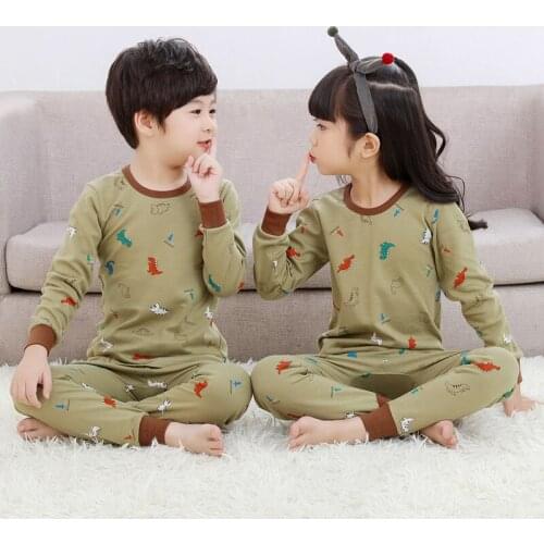 TUONXYE Boys Girls Pajamas Set Children Dinosaurs Cotton Kids Long Sleeve Pijama Baby Sleepwear Clothing