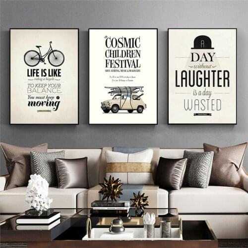 Inspirational Life Quotes Art Posters American Vintage Wall Art Canvas Painting Pictures Modern Living Room Home Decoration