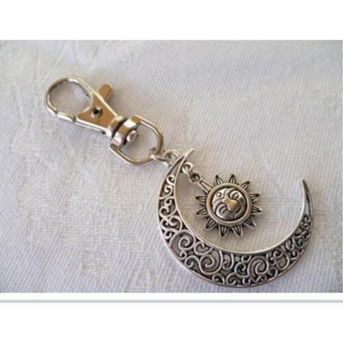 Sun and moon bag charm,wiccan key chain, keyring,bag accessory,pagan gift