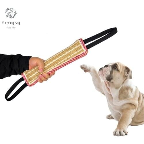 Durable Dog Tug Toy 2 Strong Handles Interactive Pet Toys Small Large Dogs Jute Bite Pillow Puppy Training Play Game