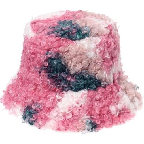 Tie Dye Wool Keep Warm Autumn Winter Flat Top FishermanS Hat Collapsible Multicolor Personality Basin Cap Women Hat