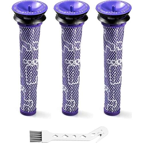 Vacuum Filter Replacement for Dyson V8, V7, Replaces Part 965661-01, 967478-01, 3 Pre Filters with 1 Cleaning Brush