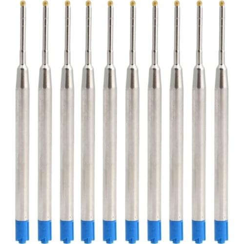 10pcs Universal Standard Style Blue Ink 1MM Medium Nib Ball Point Pen Refills L4MD