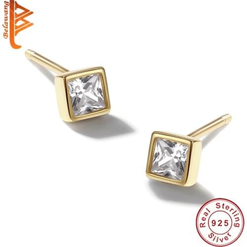 Unique Square Stud Earrings for Women Crystal Cubic Zirconia Exquisite Female Accessories Gift Wedding Trendy Jewelry