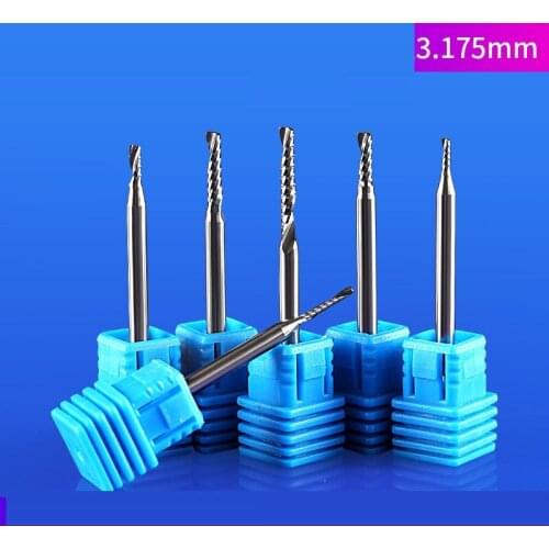 Tungsten steel 3.175mm single-edged spiral milling cutter, acrylic PVC cutting knife, CNC computer engraving machine tool