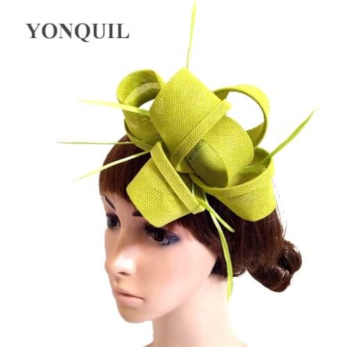 Tea Green Feather imitation Fascinator Floral Veil Wedding Hat Hairgrips For Bride Ladies Royal Tea Party Fashion Hair Ornaments
