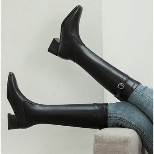 Womens High Boots For Shoes 2021 Winter Black High Boots Women Large Size 48 Long Riding Boots Shoes man Low Heels Casual