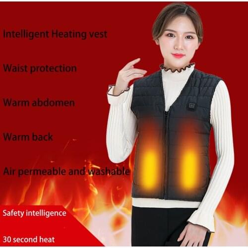 Women Men Heated Jacket Vest Three Temperature Gears Washable USB Powered Washable One Button Heating Waistcoat