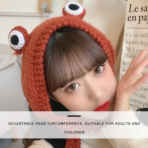 Winter Skullies Cute Women Frog Hat Crochet Knitted Hat Costume Beanie Hats Cap Women Gift Hip-hop Cap Photography Prop Party