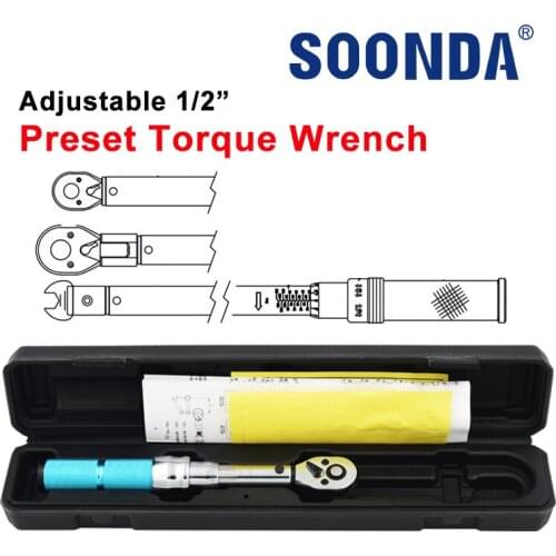 1/2" Adjustable Preset Torque Wrench 5-450N.m For Screw,Bolt,Nut Tightening Torque Measurement 45 Gear Rotatable Ratchet Torque