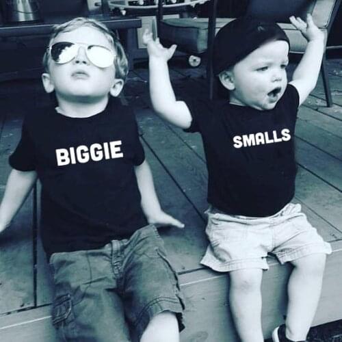 1pcs Biggie and Smalls Child Family Matching T Shirts Kids Girl Boy Tee Tops Brother Sister Summer Short Sleeve T-Shirts Fashion