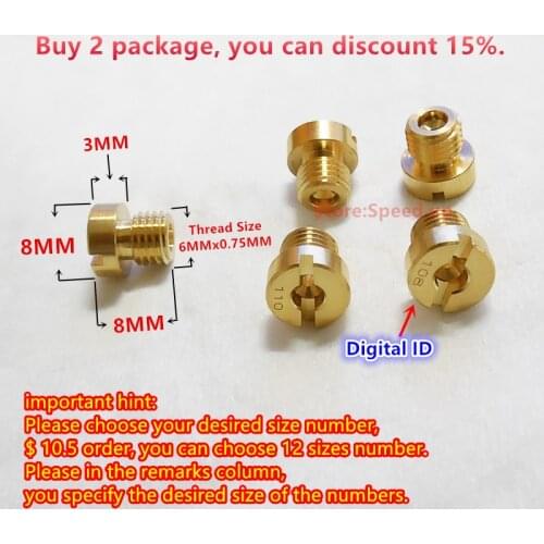 12 pcs/pack) NC T6 motorcycle NC DELLORTO main jet PHVA carburetor main injectors 6MM whorl Have a digital ID(choose your size)