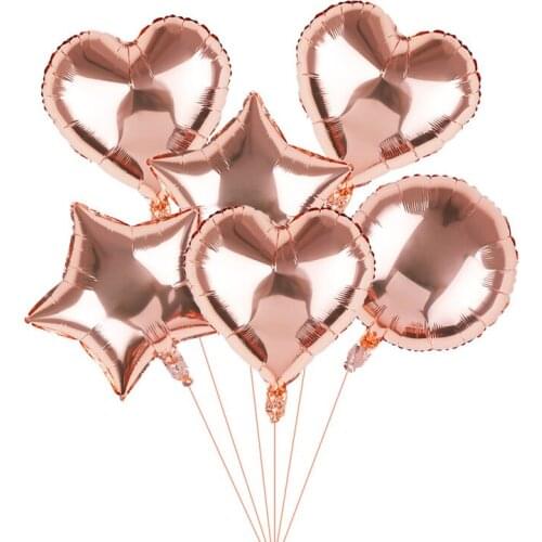 18 Inch Rose Gold Wedding Birthday Party Decoration Aluminum Film Balloons Love Five-pointed Star Round