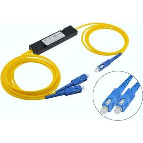 2pcs/lot SC/UPC 1X2 PLC Singlemode Fiber Optical splitter FTTH 1x2 PLC optical fiber splitter FBT Optical Coupler Free Shipiing