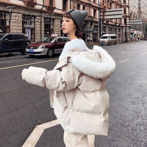 2019 Apricot And Black Colors Can Choose Women Parkas Winter Warm Female Coat