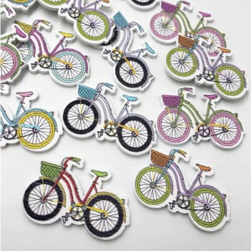 100pcs 2 Holes Wooden Buttons Bicycle Car Pattern Decorative Buttons Sewing Scrapbooking Craft Buttons For Craft WB433