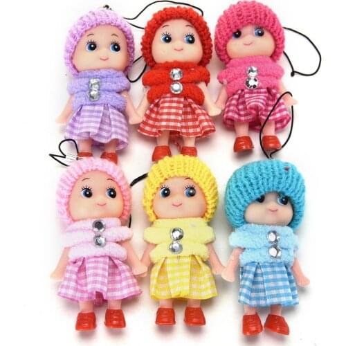 5pcs/Lot Cute Mini Baby Plush Dolls Kids Toys Soft Interactive Baby Dolls Toy Mini Doll 8 CM For Girls L0273
