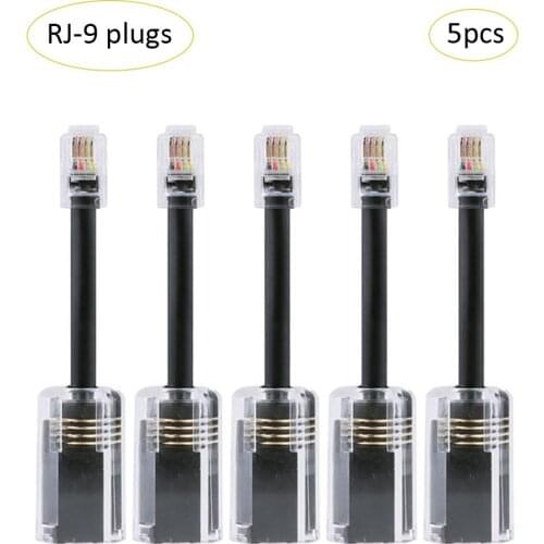 5PCS Telephone Cord Detangler RJ9-4P4C Model 360 Degree Extended Rotating AntiTangle Black Telephone Cord Landline Cable