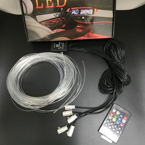 6m Voice Sound Active RGB LED Car Interior Light Multicolor EL Neon Strip Light remote control Atmosphere Light 12V kit
