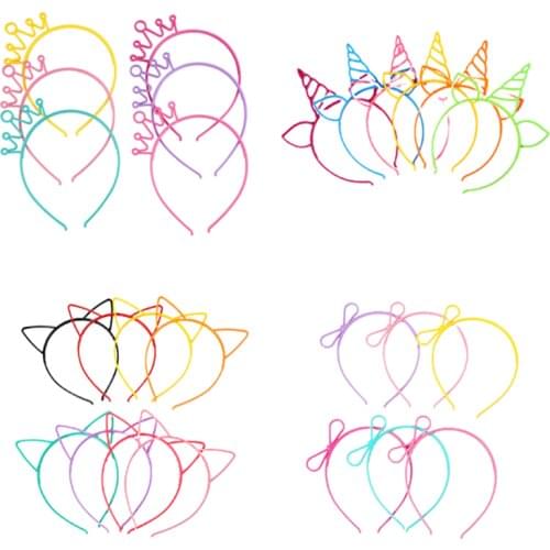 6pcs/lot Girlss Cat Ears Headbands Crown Tiara Princess with Plastic Animal Hair Band Butterfly Bow Hoop Accessories