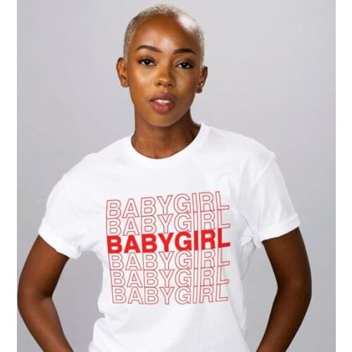 Babygirl White Unisex T-Shirt Thank You Bag Shirt Trendy Fashion Women Graphic Hipster Top Valentines Day Red Letter Clothing