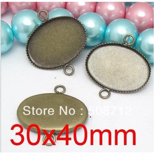 Free ship!!! Lead Free 200pcs/lot Inside size 30x40mm ancient bronze oval shape with ring Cameo Base Sett DIY pendant findings