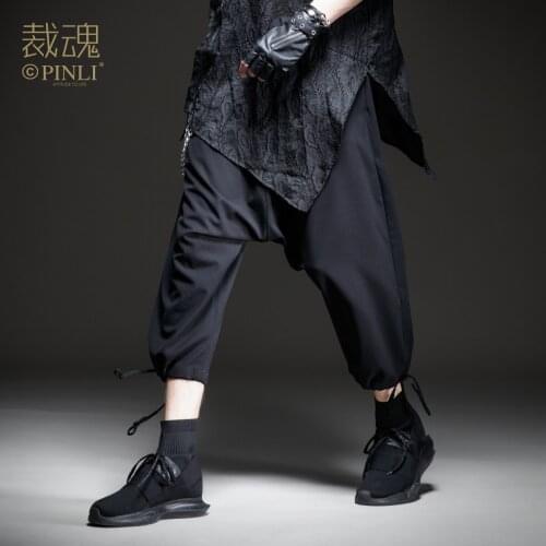 Free Shipping PINLI Unique Fashion Summer New Style Mens Male 3/4 Length Loose Harlan Casual Cropped Pants Trend BC201117111