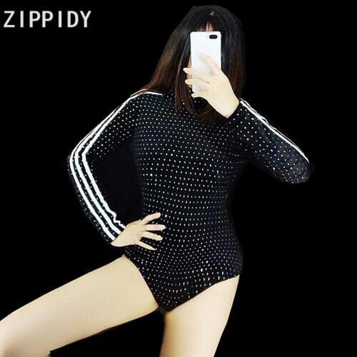 Birthday Celebrate Nightclub Female Singer Leggings Dance Show Outfit Sparkly Multicolor Sequins Bodysuit 2 Style Womens