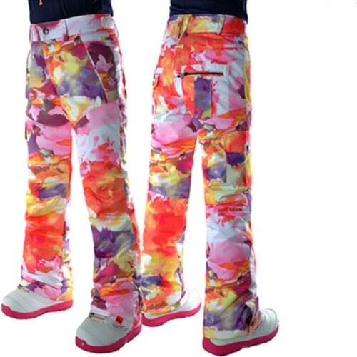 GSOU SNOW New Womens Waterproof and Breathable Cotton Trousers Ski pants Warm Double Board Snowboarder Winter Female Ski pants