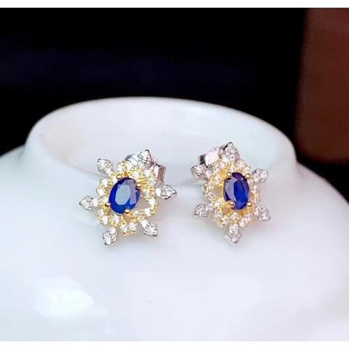 CoLife Jewelry 925 Silver Snowflake Stud Earrings 3mm*4mm Natural Ruby Emerald Sapphire Earrings Fashion Silver Earrings