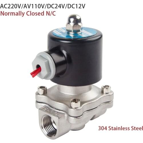 1/4" 3/8" 1/2" 3/4" 1" 1-1/2" BSP Female 12V 24V 110V 220V 304 Stainless Electric Solenoid Valve Normally Closed Pneumatic