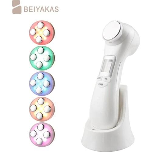 Facial 6-in-1 Photon RF Radio Frequency EMS Mesotherapy Micro-current Ultrasonic Facial Rejuvenation Vibration Massager Machine