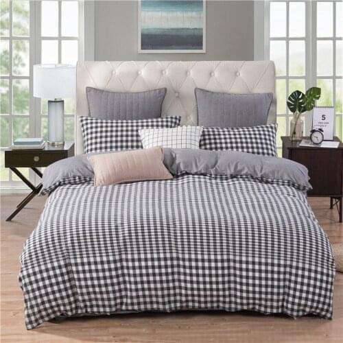 Soft Plaid Sase Bedding Set Duvet Cover Sets Pillowcase Bed Linens Set Concise Pastoral Style Bedclothes King Queen Newest
